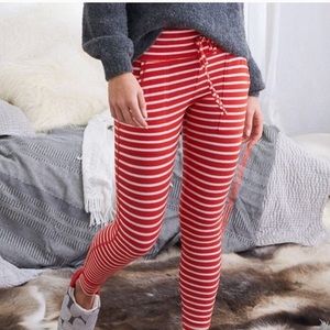 Aerie Plush Sleep Leggings - Red & White - Large